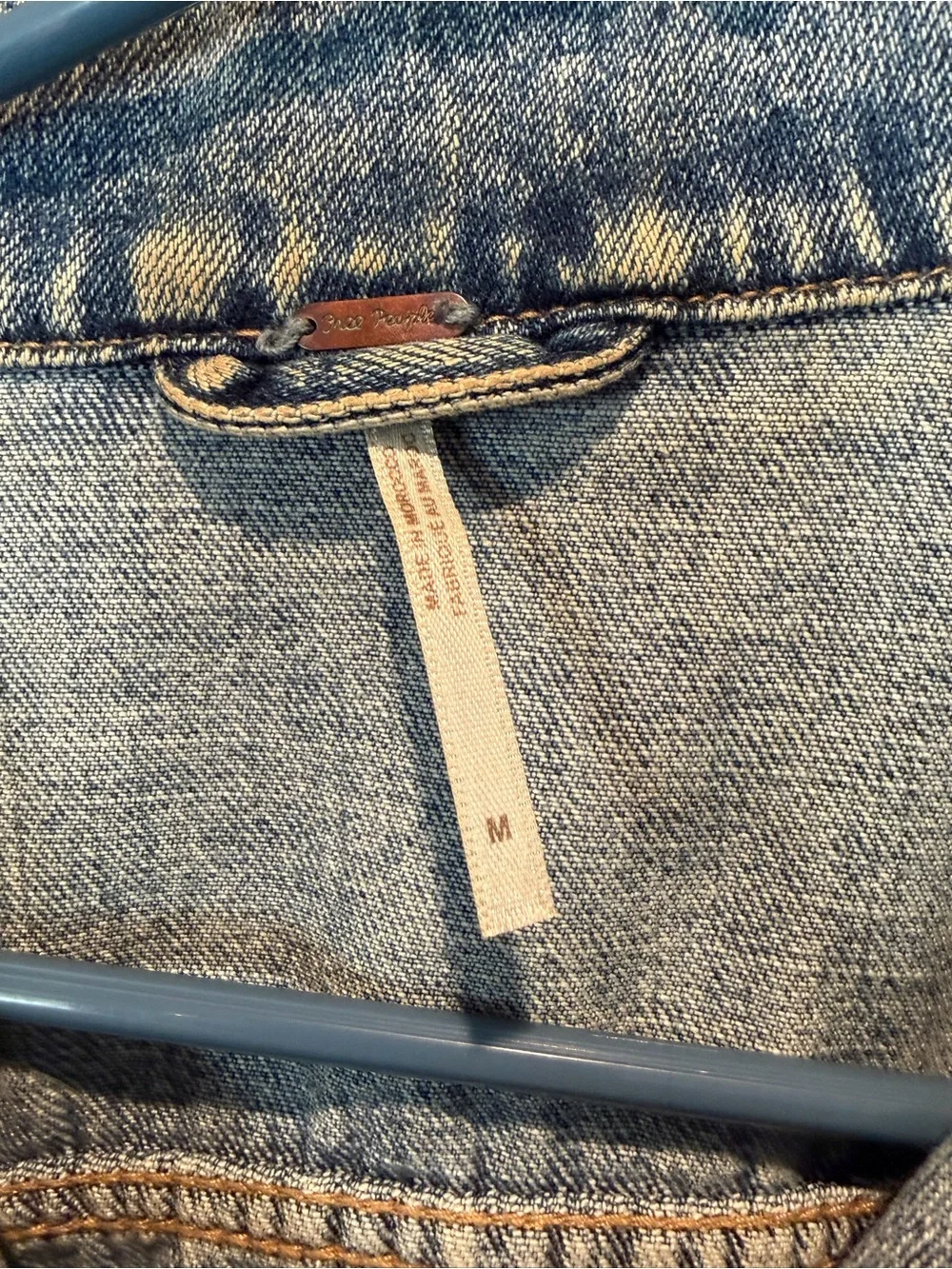 Free People Washed Blue Denim Jacket - Picture 3 of 4